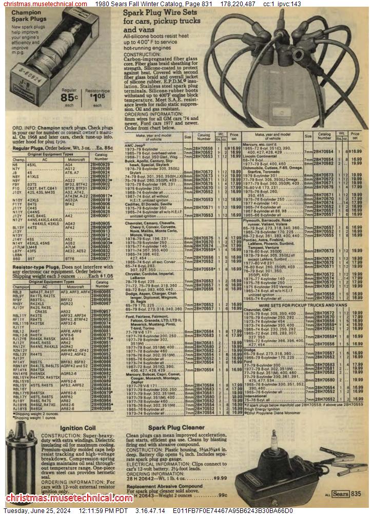 1980 Sears Fall Winter Catalog, Page 831
