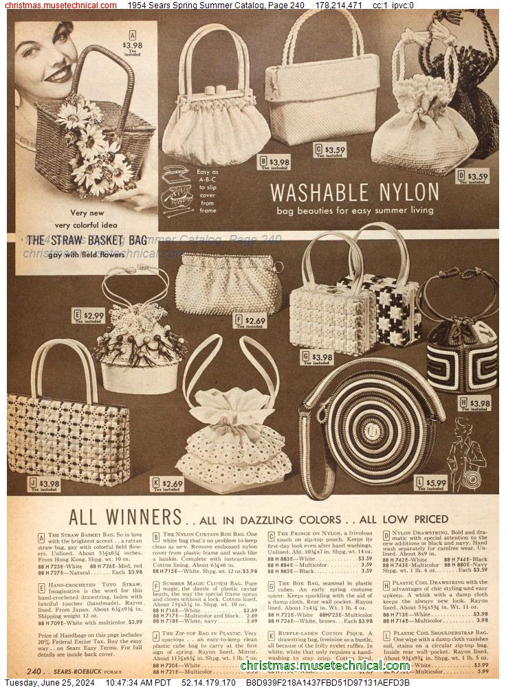 1954 Sears Spring Summer Catalog, Page 240