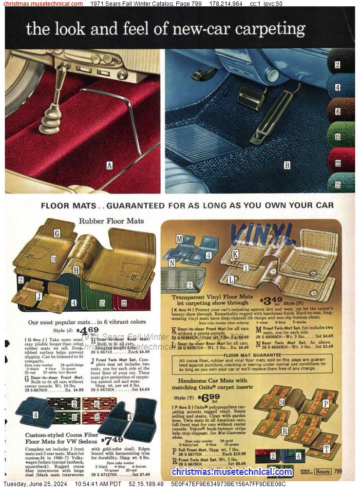 1971 Sears Fall Winter Catalog, Page 799