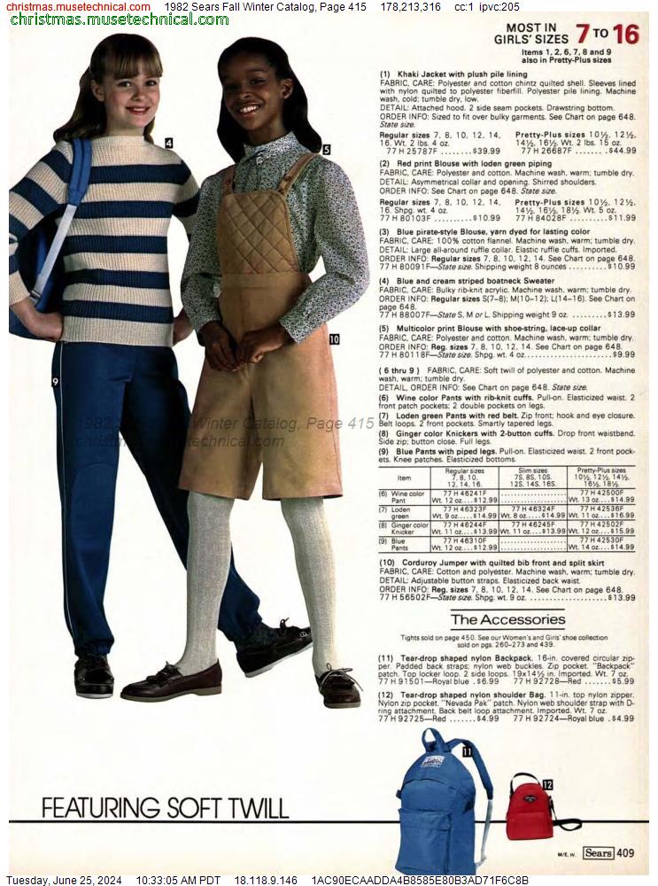 1982 Sears Fall Winter Catalog, Page 415