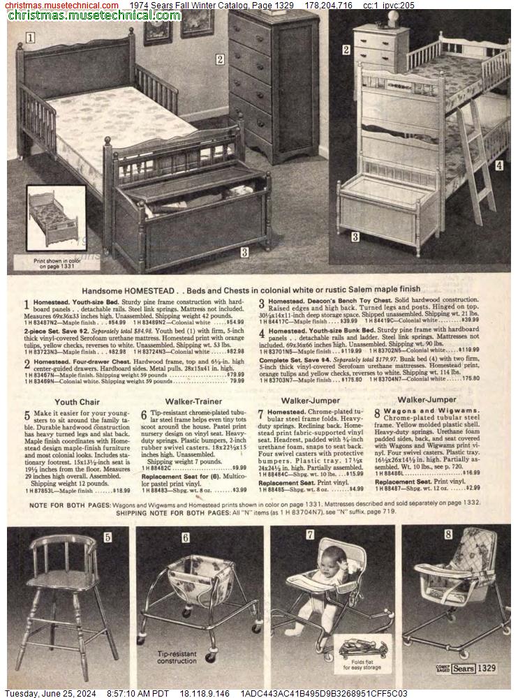 1974 Sears Fall Winter Catalog, Page 1329
