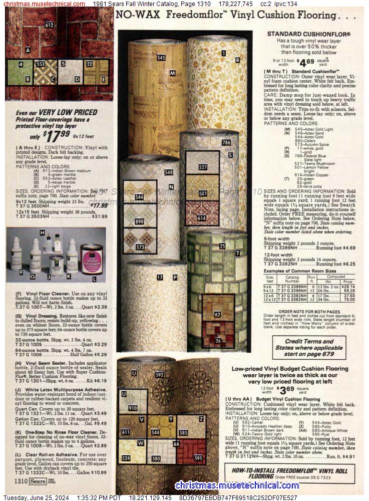 1981 Sears Fall Winter Catalog, Page 1310