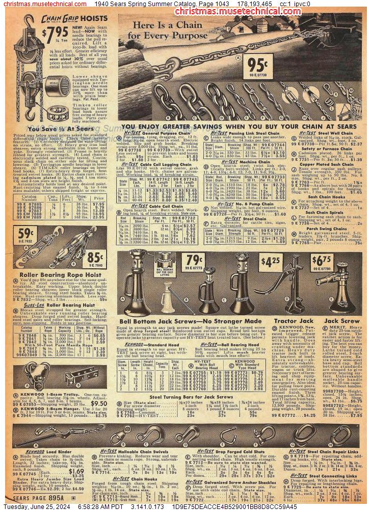 1940 Sears Spring Summer Catalog, Page 1043
