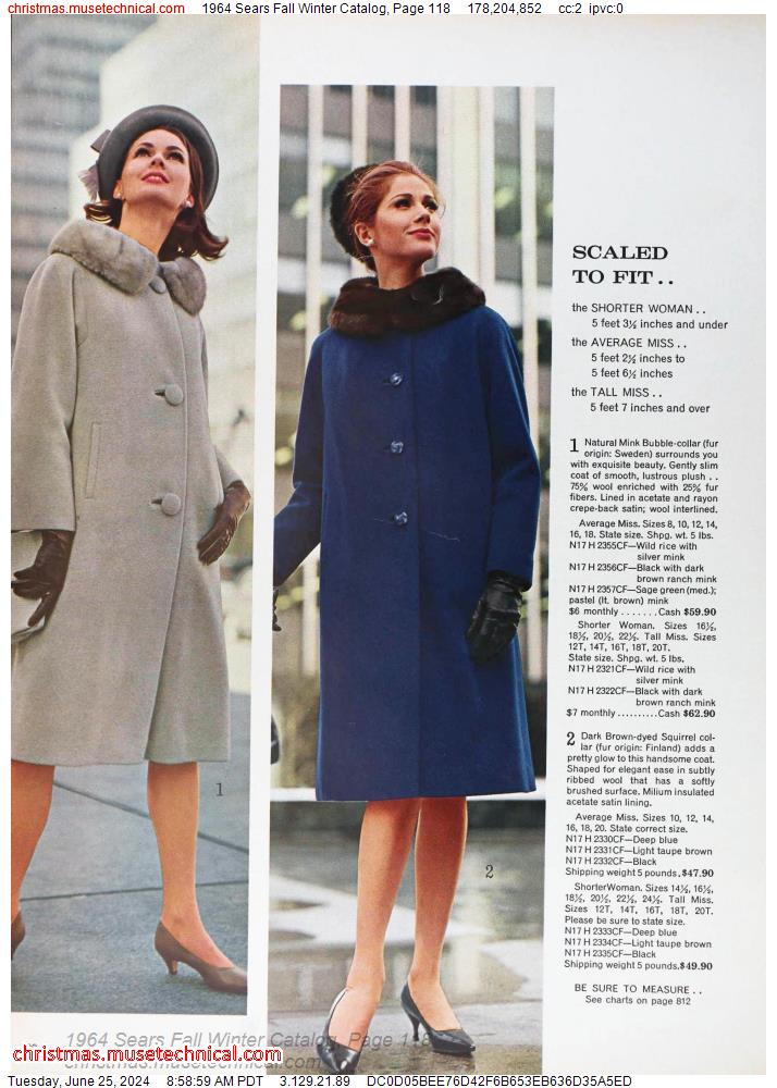 1964 Sears Fall Winter Catalog, Page 118