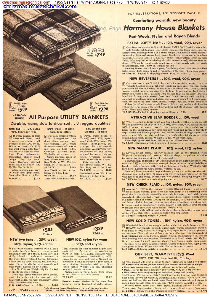 1955 Sears Fall Winter Catalog, Page 776