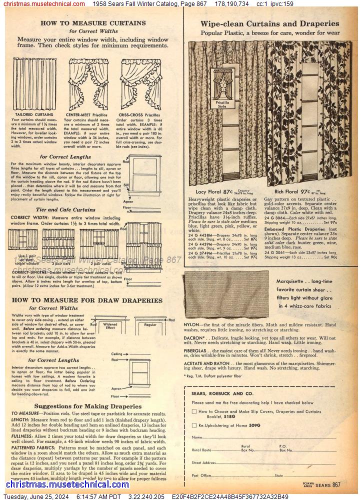 1958 Sears Fall Winter Catalog, Page 867