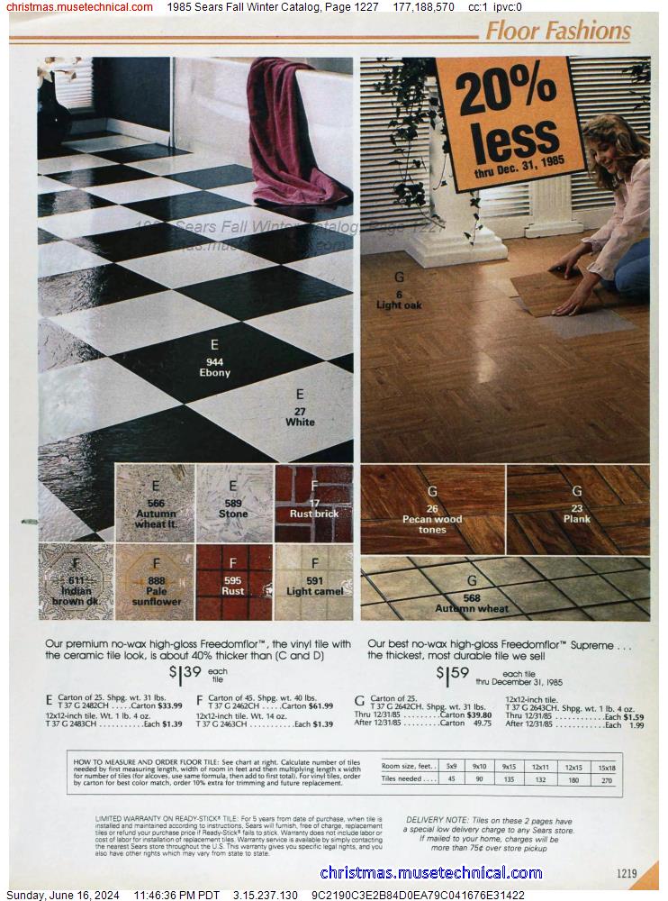 1985 Sears Fall Winter Catalog, Page 1227
