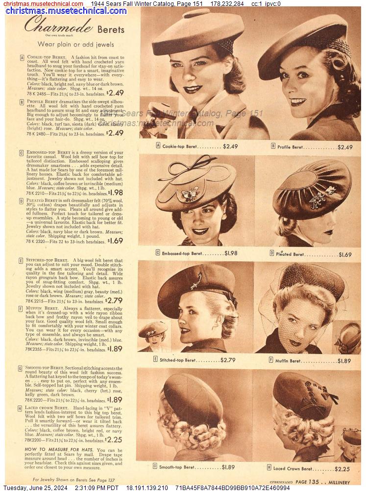 1944 Sears Fall Winter Catalog, Page 151