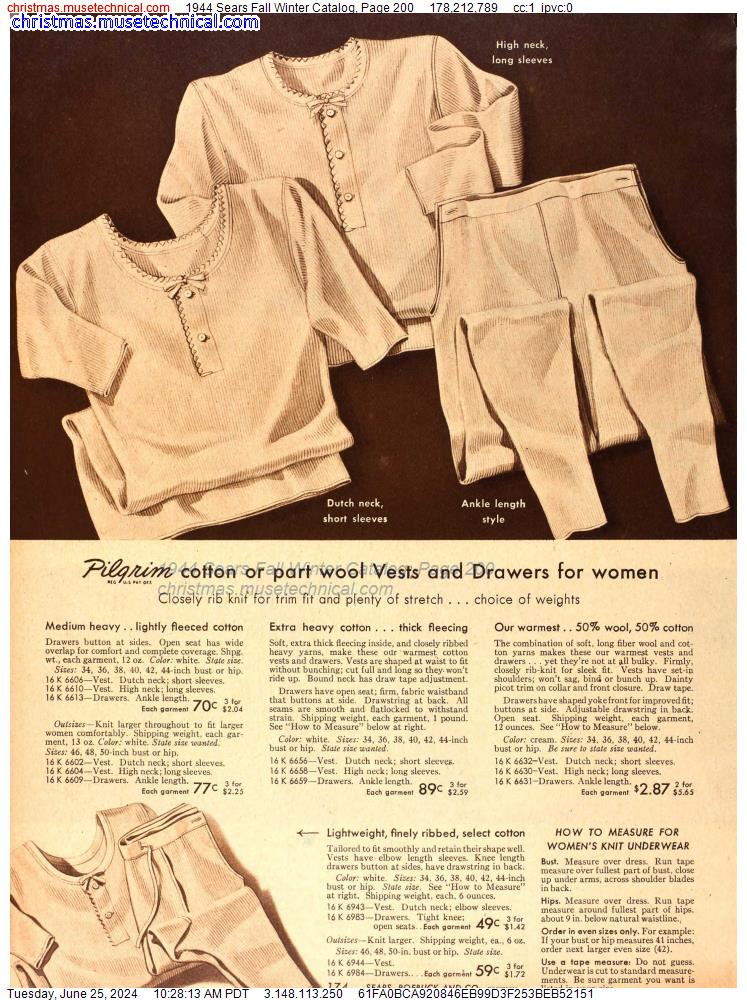 1944 Sears Fall Winter Catalog, Page 200