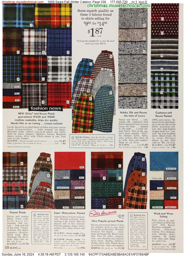 1958 Sears Fall Winter Catalog, Page 338