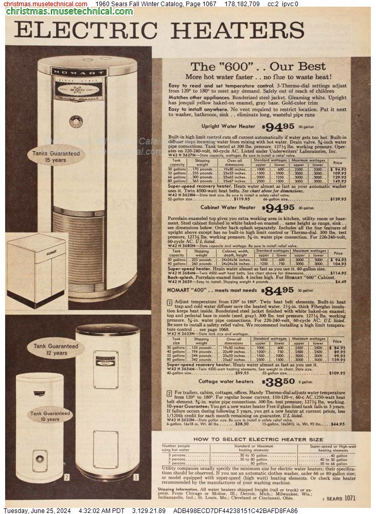 1960 Sears Fall Winter Catalog, Page 1067