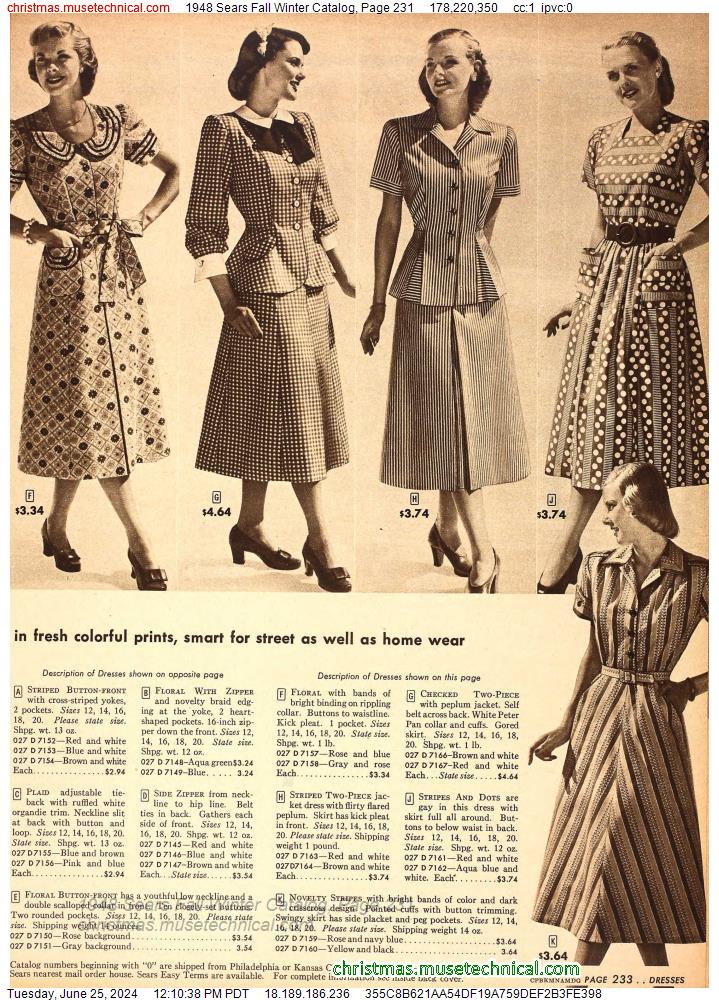 1948 Sears Fall Winter Catalog, Page 231