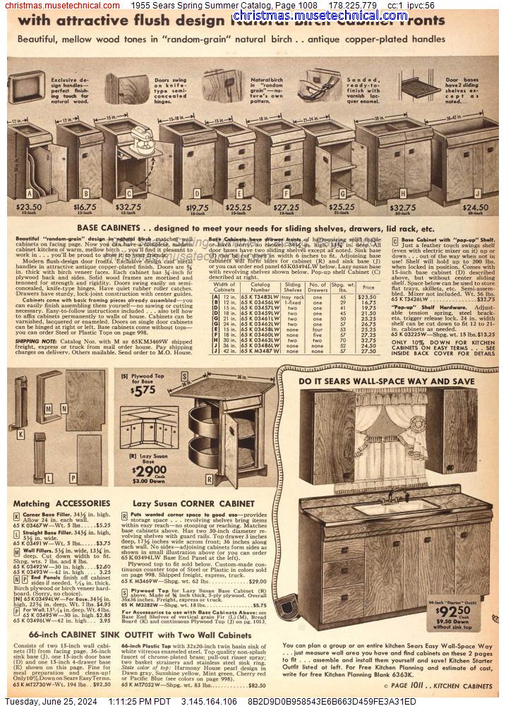 1955 Sears Spring Summer Catalog, Page 1008
