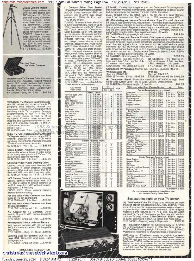 1983 Sears Fall Winter Catalog, Page 854