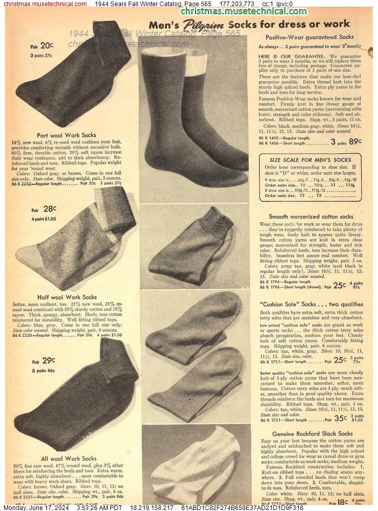 1944 Sears Fall Winter Catalog, Page 565
