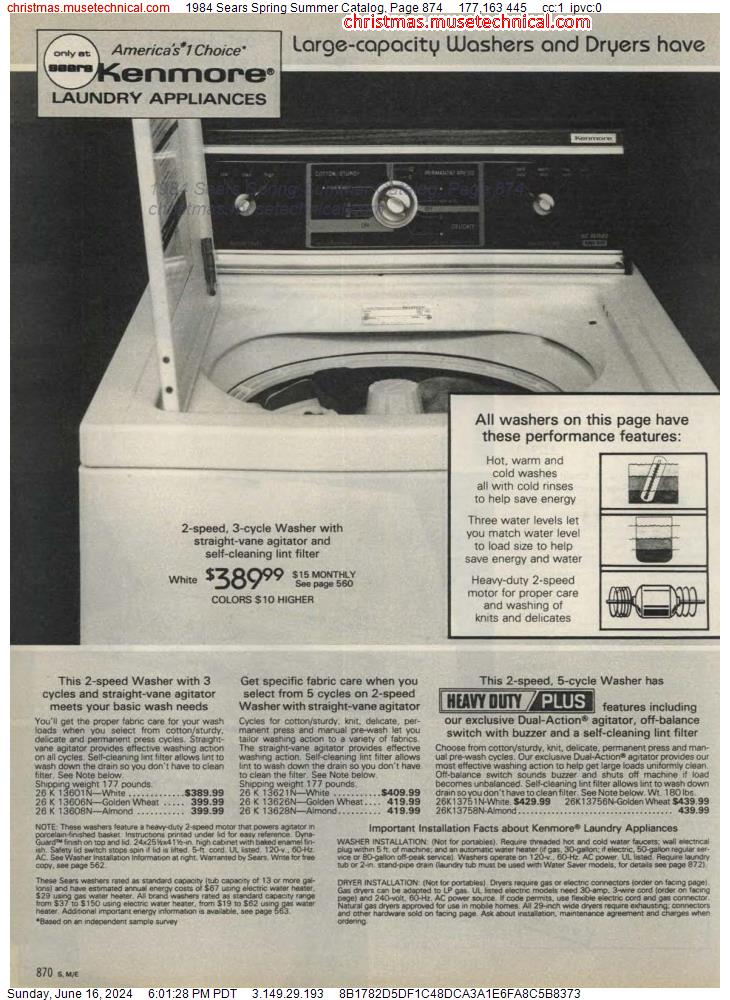 1984 Sears Spring Summer Catalog, Page 874
