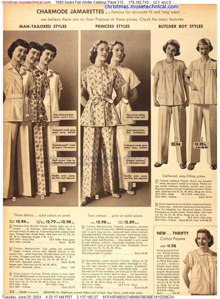 1950 Sears Fall Winter Catalog, Page 312