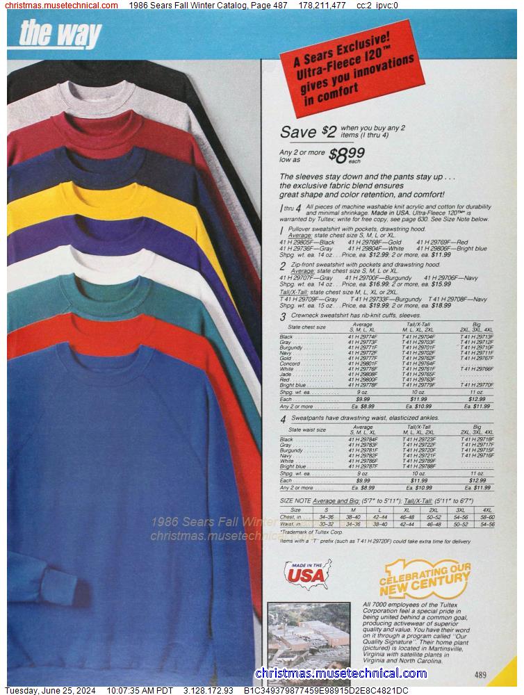 1986 Sears Fall Winter Catalog, Page 487
