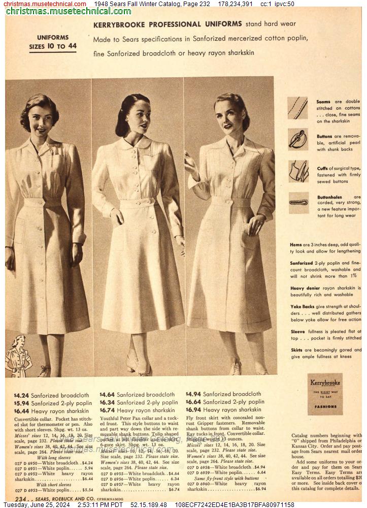 1948 Sears Fall Winter Catalog, Page 232