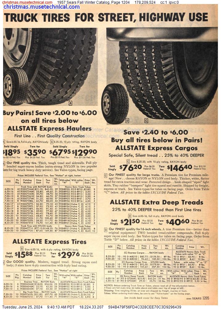 1957 Sears Fall Winter Catalog, Page 1204