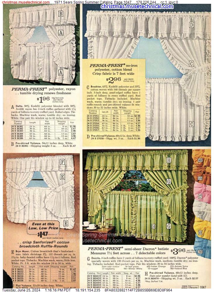 1971 Sears Spring Summer Catalog, Page 1047