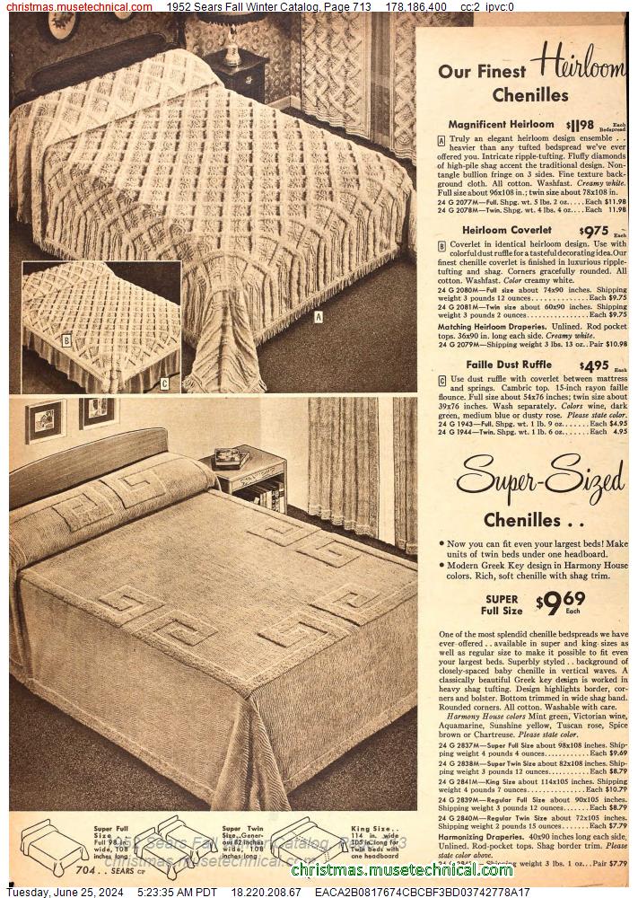 1952 Sears Fall Winter Catalog, Page 713