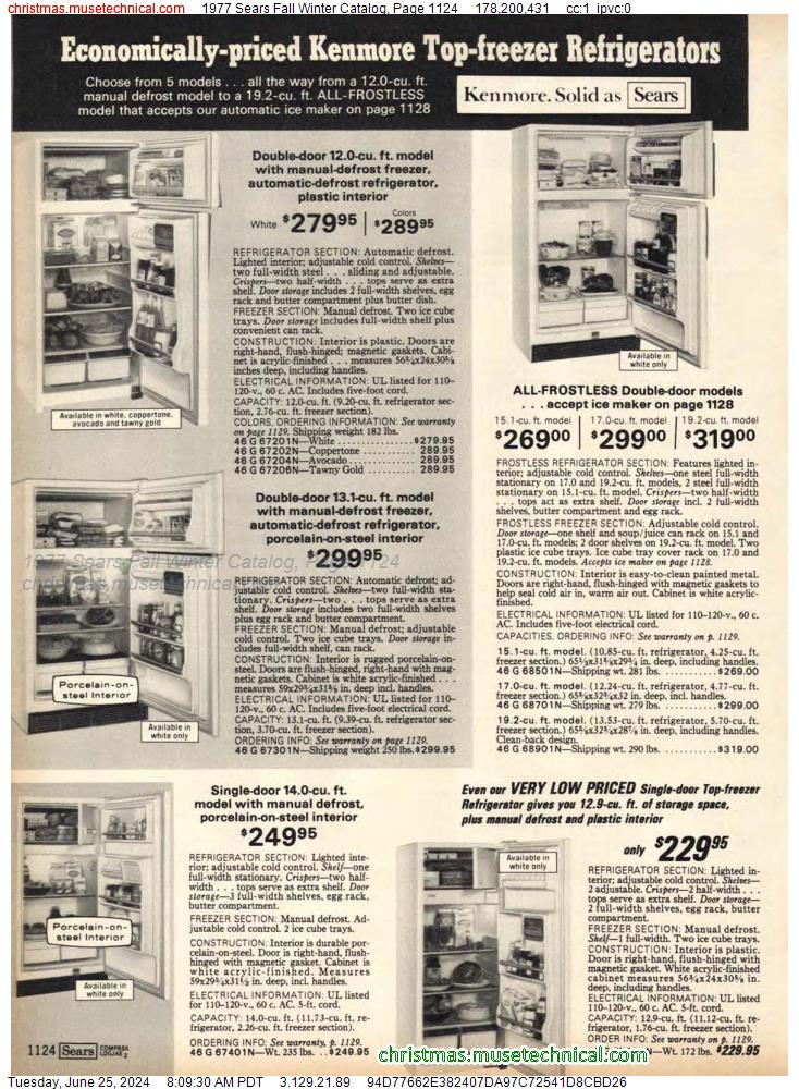 1977 Sears Fall Winter Catalog, Page 1124