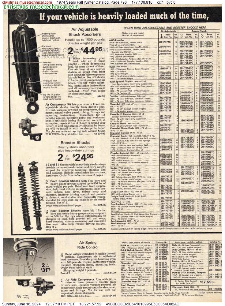 1974 Sears Fall Winter Catalog, Page 796