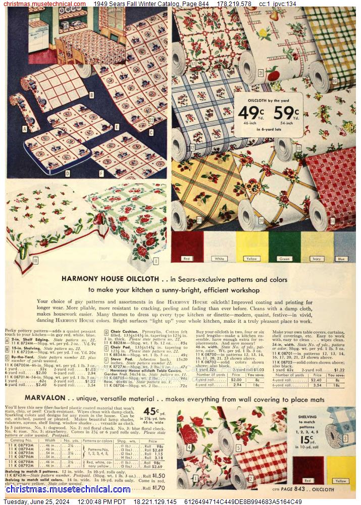 1949 Sears Fall Winter Catalog, Page 844