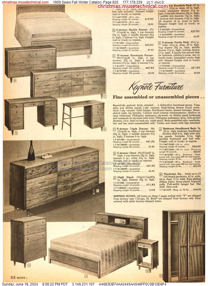 1959 Sears Fall Winter Catalog, Page 820