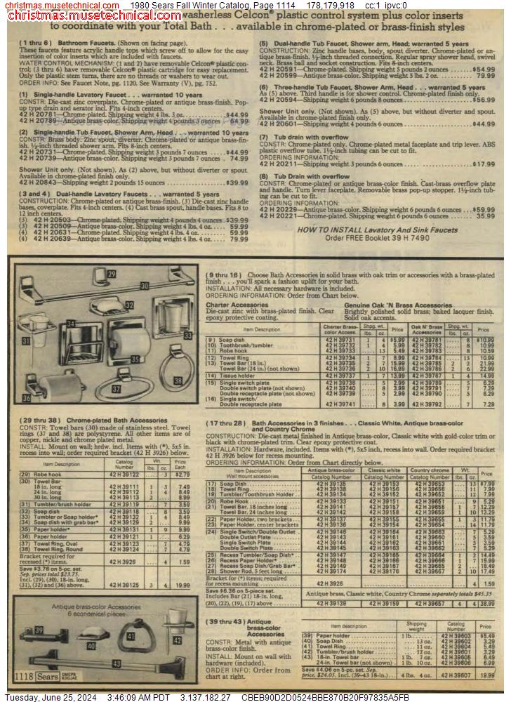 1980 Sears Fall Winter Catalog, Page 1114