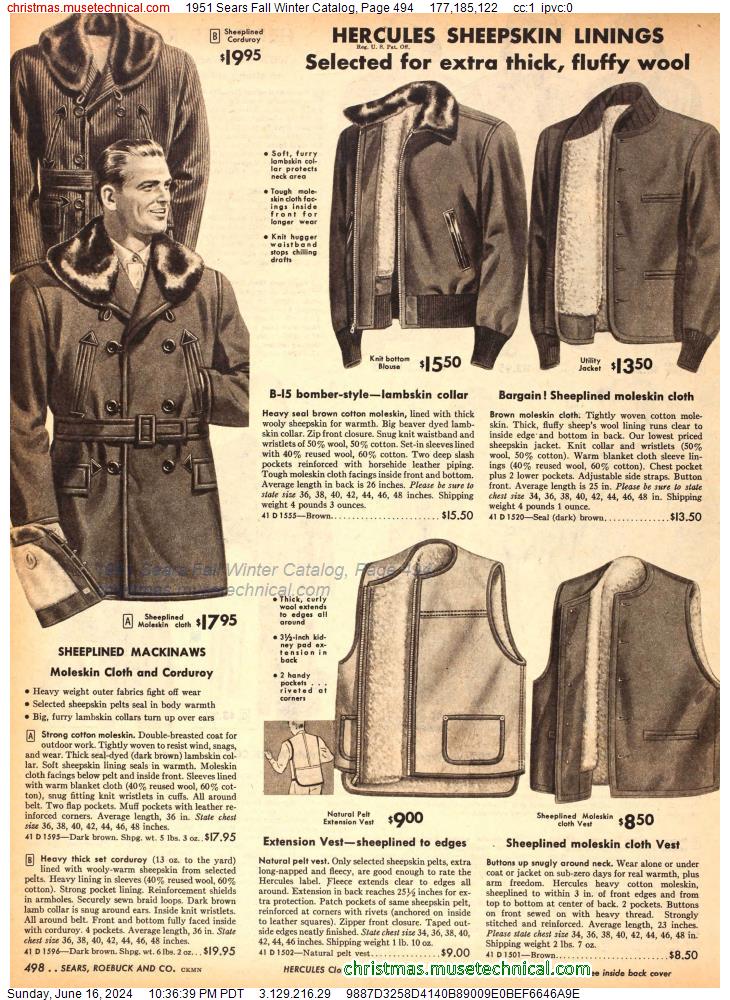 1951 Sears Fall Winter Catalog, Page 494