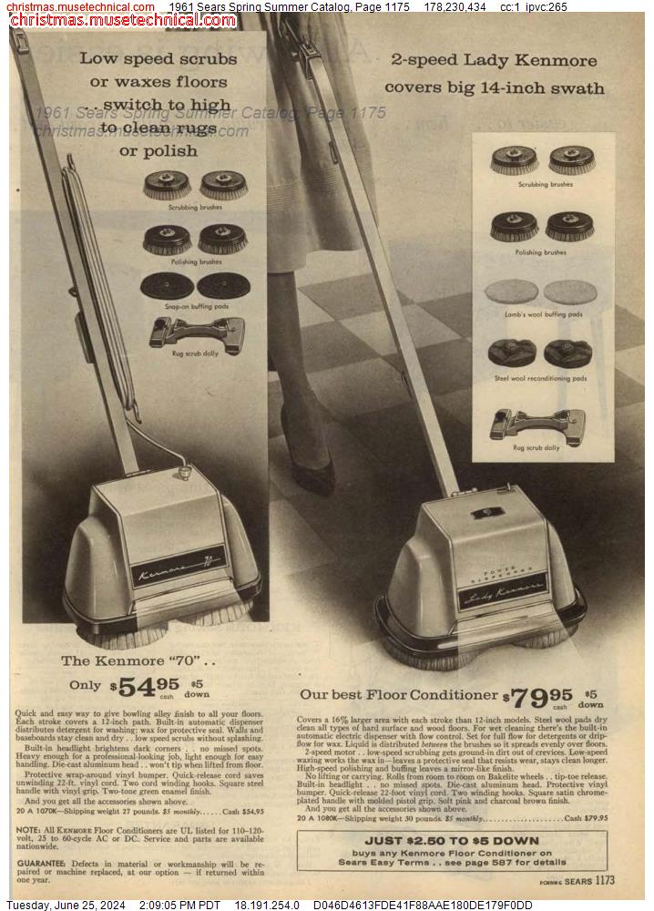 1961 Sears Spring Summer Catalog, Page 1175