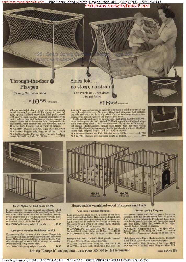 1961 Sears Spring Summer Catalog, Page 385