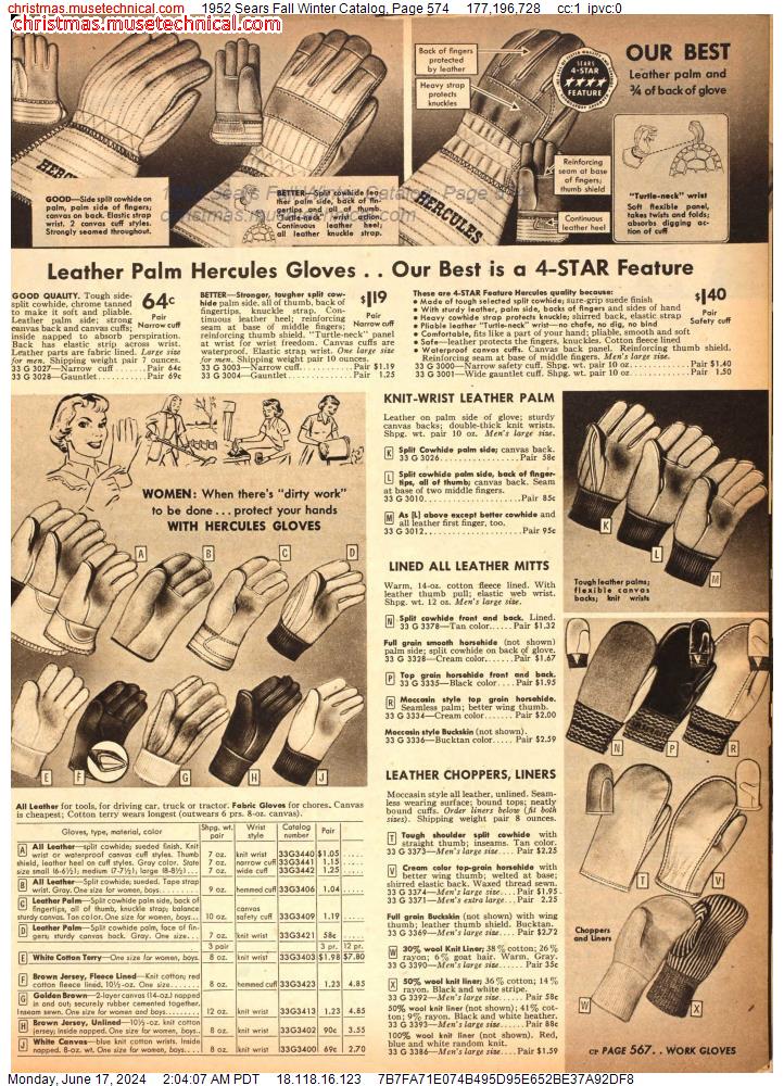 1952 Sears Fall Winter Catalog, Page 574