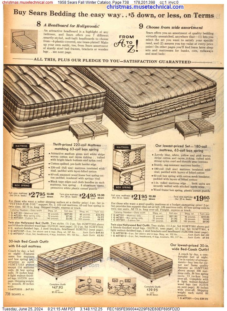 1958 Sears Fall Winter Catalog, Page 738