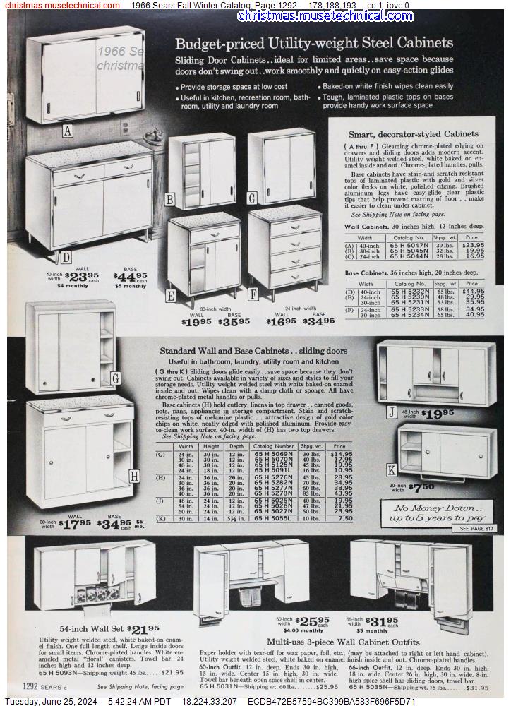 1966 Sears Fall Winter Catalog, Page 1292