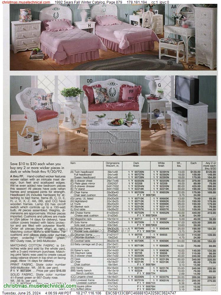 1992 Sears Fall Winter Catalog, Page 879