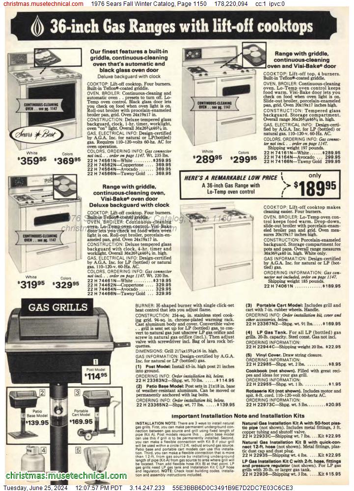 1976 Sears Fall Winter Catalog, Page 1150
