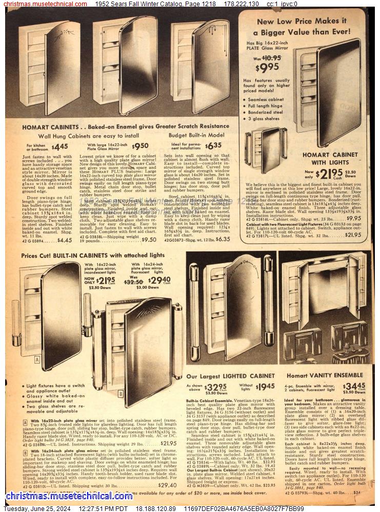 1952 Sears Fall Winter Catalog, Page 1218