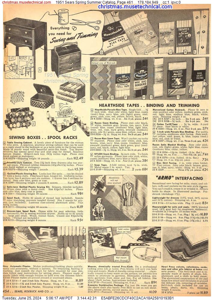 1951 Sears Spring Summer Catalog, Page 461