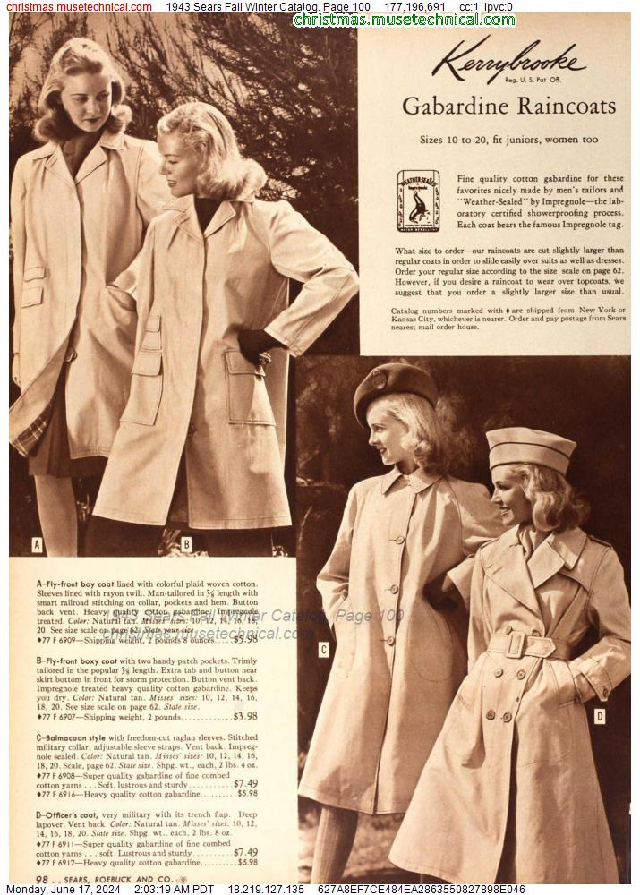 1943 Sears Fall Winter Catalog, Page 100