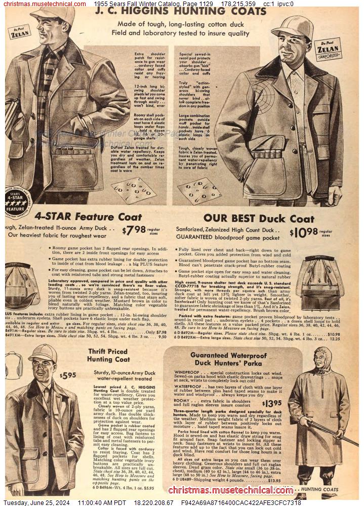 1955 Sears Fall Winter Catalog, Page 1129