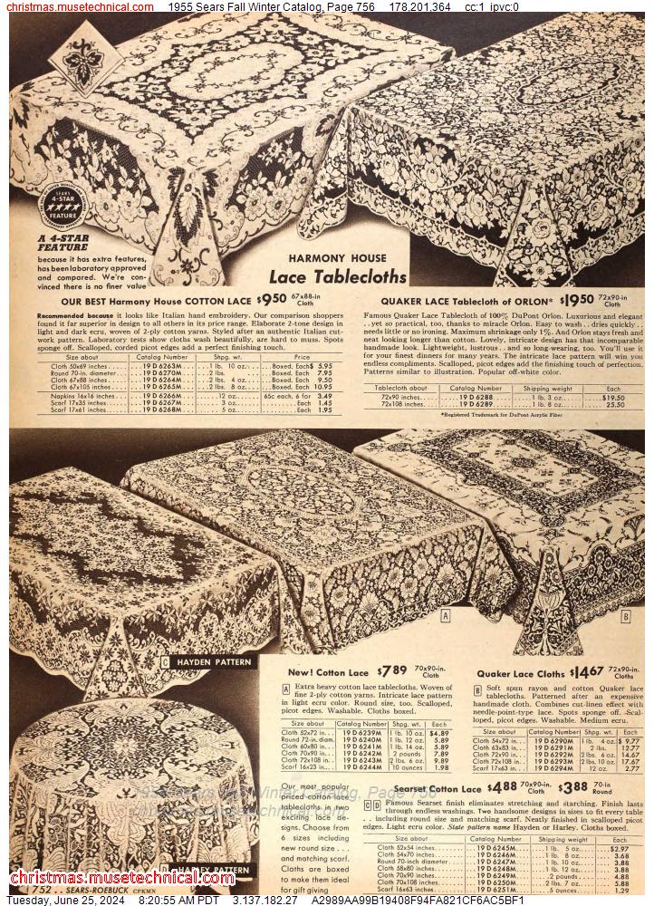 1955 Sears Fall Winter Catalog, Page 756