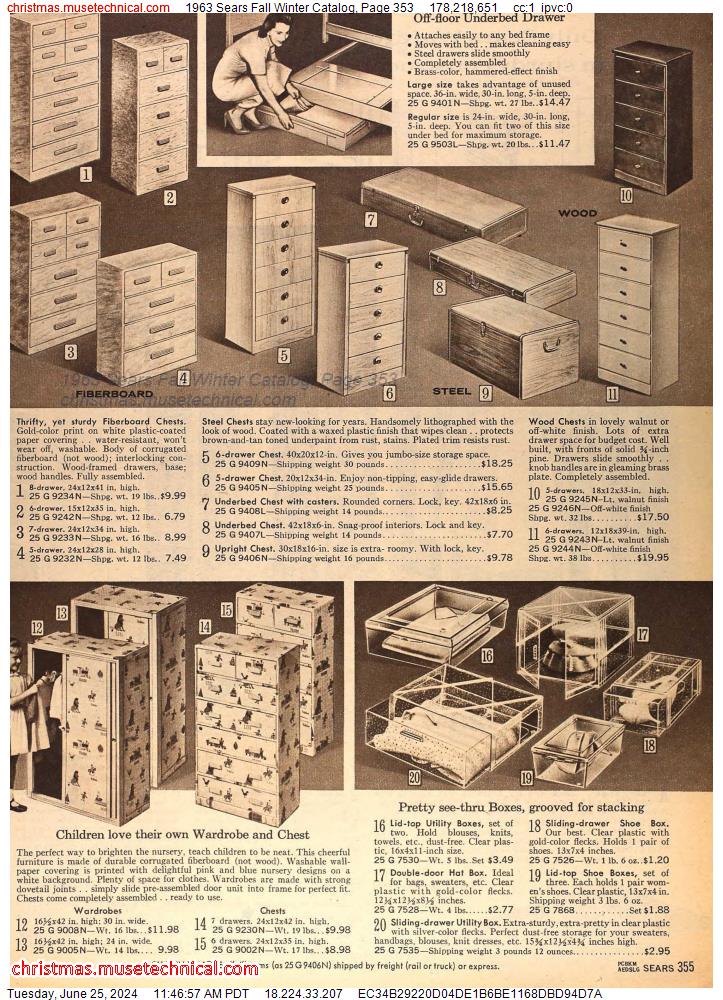 1963 Sears Fall Winter Catalog, Page 353