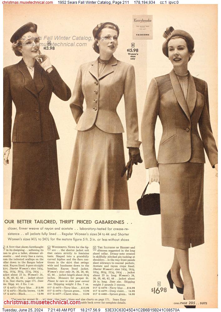 1952 Sears Fall Winter Catalog, Page 211
