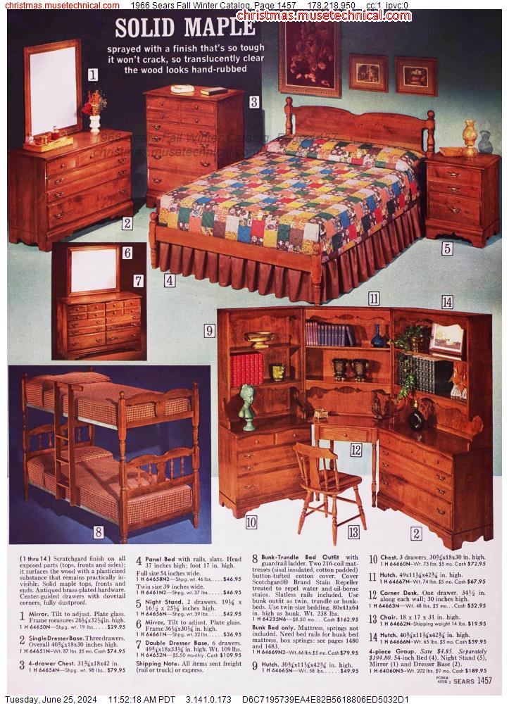 1966 Sears Fall Winter Catalog, Page 1457