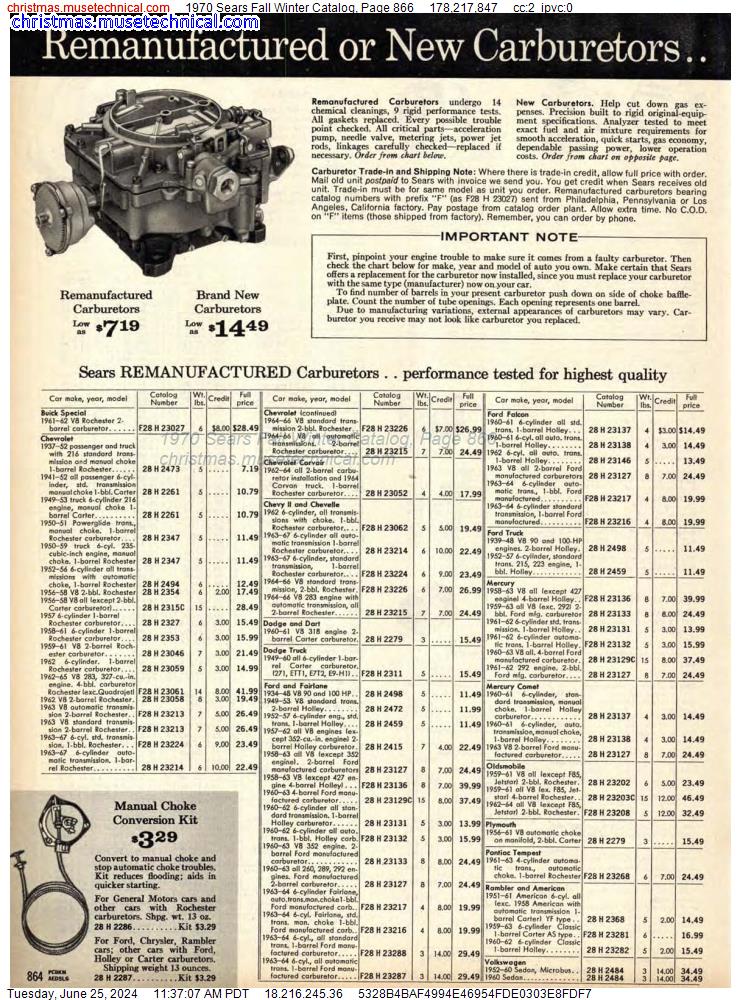 1970 Sears Fall Winter Catalog, Page 866