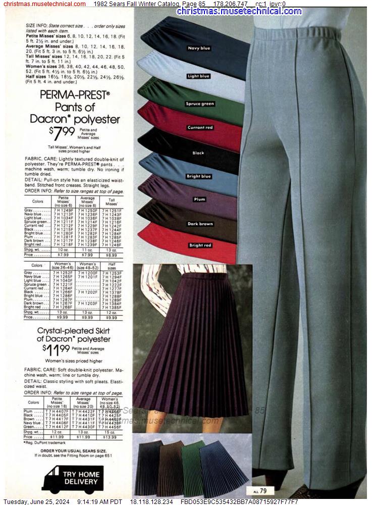 1982 Sears Fall Winter Catalog, Page 85