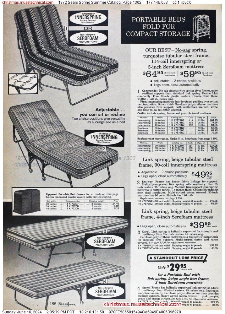 1972 Sears Spring Summer Catalog, Page 1302